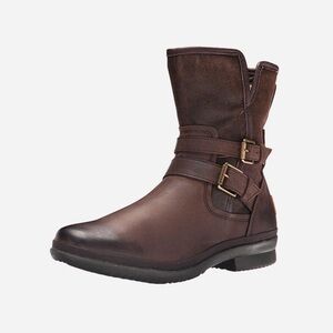 UGG Women's Moto Biker Brown Leather Waterproof Simmens Harness Buckle Boot Sz 7